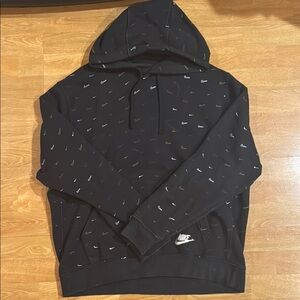 Nike Black Hoodie with Colorful Swooshes